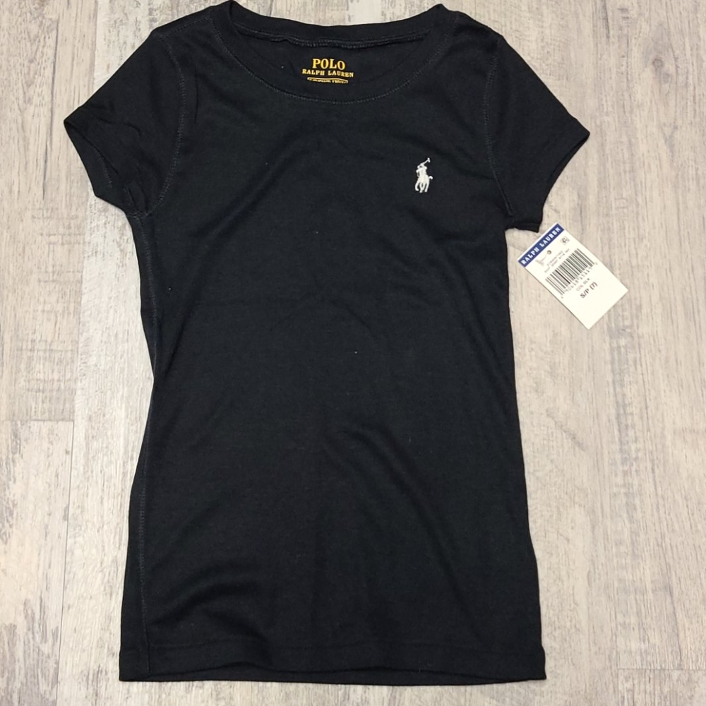 Girls sz 7 black shirt sleeve Polo tshirt